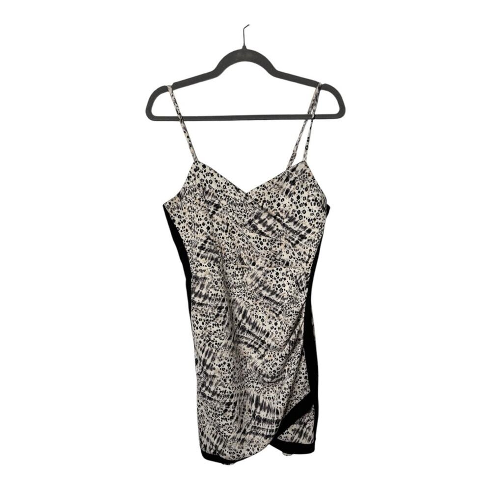 Almost Famous Black White Leopard Print Spaghetti Strap Mini Dress XL